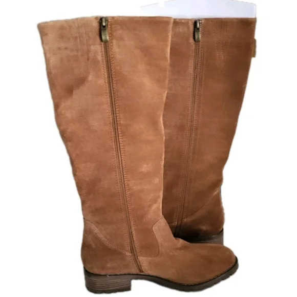 Bjorndal Sebastian Suede Leather Brown Tall Riding Boot Women 8 WC Wide Calf - Picture 2 of 13